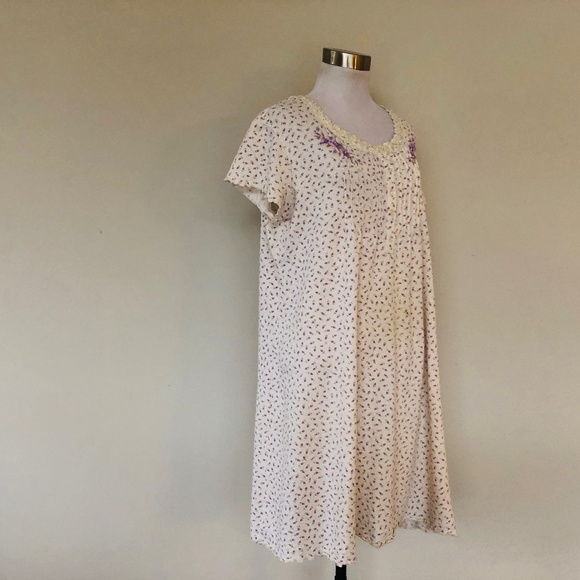 Nightgown SECRET TREASURES Size 12 14 Medium Short Sleeves Floral - Picture 5 of 9